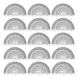 15-Piece Semicircular Protractor, Plastic Transparent Protractor, Student Painting Tools, 180-Degree Measuring Device, Office and School Stationery Supplies