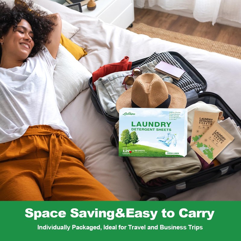 Laundry Detergent Sheet, Eco-Friendly & Hypoallergenic Wash Strips, Natural Ingredients,
