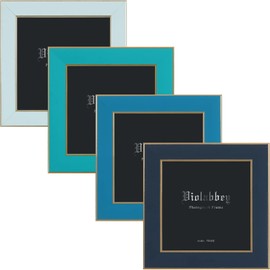 VIOLABBEY 4x4 Picture Frames Set of 4, Colorful Photo Frame of Modern Style, High Definition Tempered Real Glass, Wall Mounted or Tabletop Display (Blue Series)