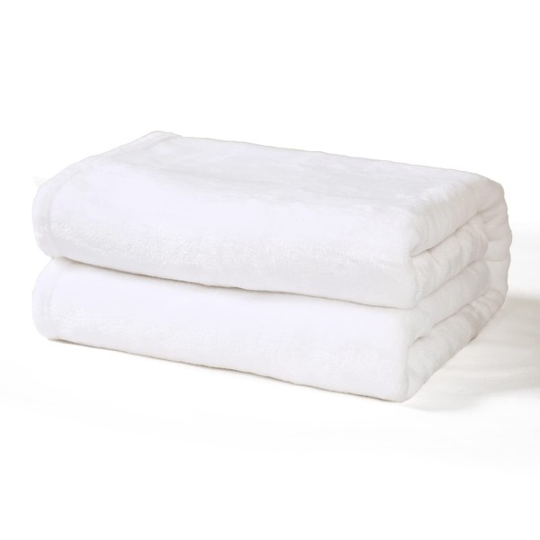 Exclusivo Mezcla Soft Baby Blanket, 100 x 127 CM Fleece Velvet Blanket for Crib Stroller, Fluffy Sofa Throws, Warm, Cozy, Plush and Lightweight Pure White Blanket