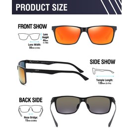 DUCO Square Polarized Sunglasses for Men Light Weight Carbon Fiber UV400 Protection Sun Glasses 8206