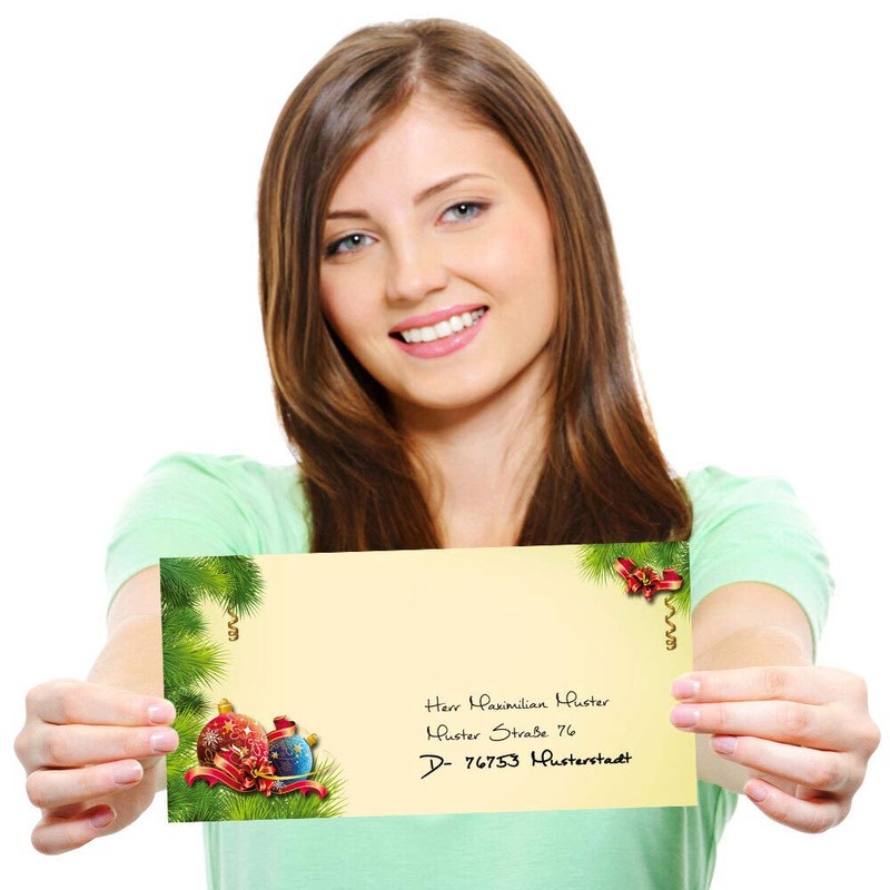 Envelopes Christmas Decoration Pack of 50 Envelopes (Without Window) DIN