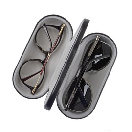 RURAUOGR Double Glasses Case Hard Shell Dual Eyeglasses Case Protective for 2 Pairs of Glasses (Not Suitable for Sunglasses) (Black)