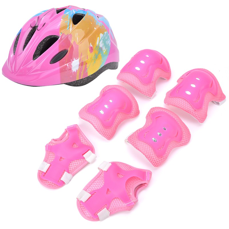 7pcs Kids Skating Bike Protective Gear Set Safety Helmet Knee