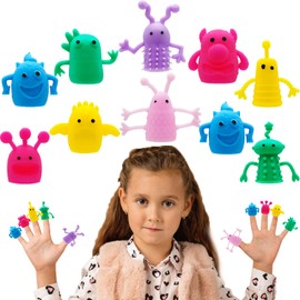Qiuttnqn 20 PCS Cute Finger Puppets Toys,Monster Stretchy Finger Puppets Fidget Toys,Soft Rubber Finger Doll Toys for Role Playing,Party,Christmas