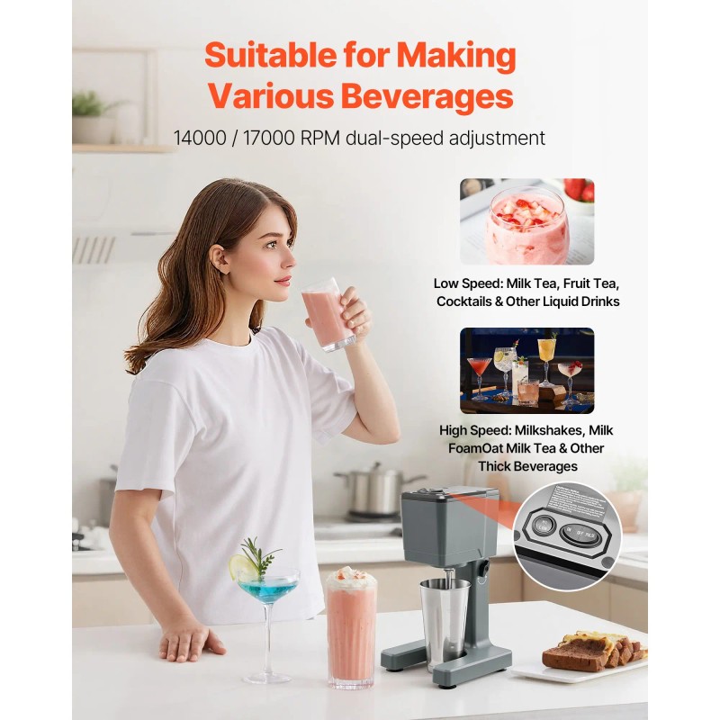 150W Electric Single Head Drink Mixer Blender Machine Dual Speed