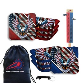 BackYardGamesUSA Pro Cornhole Bags Set of 8 Regulation - Professional Cornhole Bags for Tournament Play, Slick n Stick Bean Bags for Cornhole, Corn Hole Bags Regulation Set of 8- Made in USA