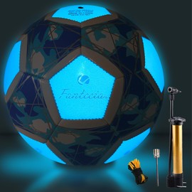 Fantecia Light Up Football Size 5, Fluorescent Football for Training and Recreational Games, Perfect for Youth and Adults, High Quality Leather Football for Outdoor Fun