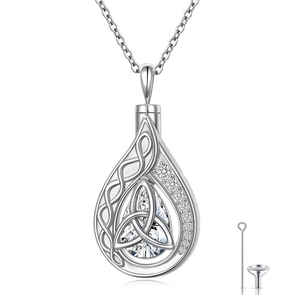 DAOCHONG 925 Sterling Silver Celtic Knot Cremation Jewelry Teardrop Urn