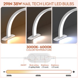 SLYFTE Premium Large Half Moon LED Light for Nail Tech, Foldable Arch Light for Nail Desk Lamp with Phone Stand Perfect for Manicure Handicraft Lighting (Golden, Large)