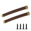 2 Pcs Leather Handles for Drawers, Cabinet Pulls, Vintage Leather