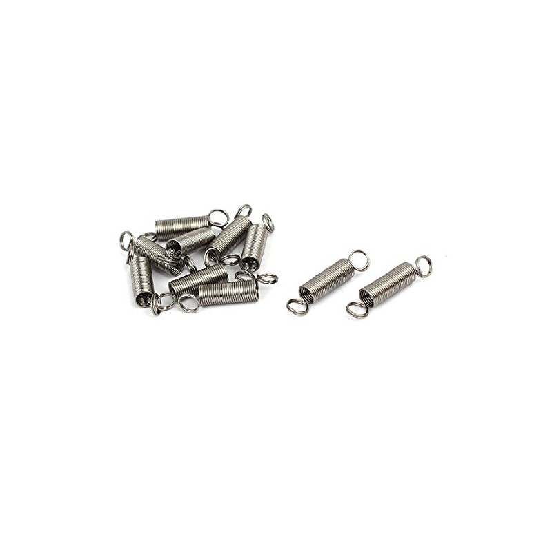 sourcingmap 0.3mmx3mmx15mm 304 Stainless Steel Tension Springs Silver Tone 10pcs