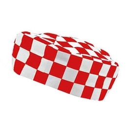 IBEX Polycotton Plain Skull Caps Professional Catering Hat for Chefs, Cooks, Bakers, Mens and Womens, Red White Check (Pack of 5)