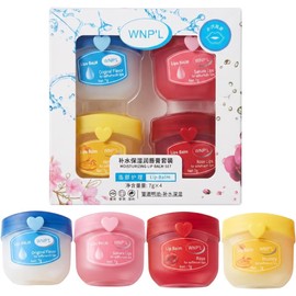 Kit Balsamos Hidratantes de Labios Resecos Tarrito Lip Balm Mascarilla Labios Lips Maquillaje Hidratante Portatil Belleza Cuidado de la Piel (4 Piezas)