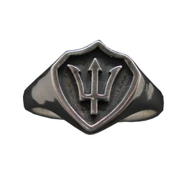Sterling Silver Ring Poseidon Symbol Trident Solid Genuine Hallmarked 925