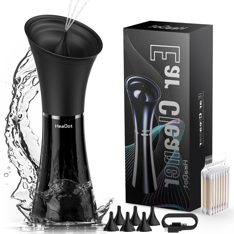 HeaDot Electric Ear Wax Removal - Water Spray,Rechargeable,Temp Detection,IPX7 Waterproof,Effective