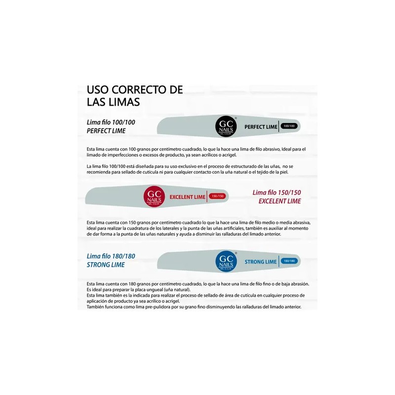 Lote De 3 Limas Gc , Uñas Acrilicas , 100/150/180