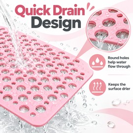 Non-Slip Shower Mat for Bathtubs and Bathrooms – 43 x 75 cm PVC Bath Mat with Suction Cups and Quick-Drain Holes