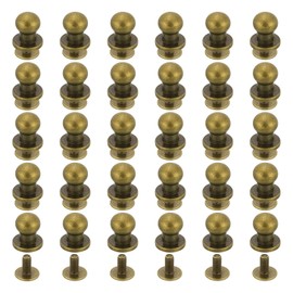 QUARKZMAN 60 pieces 6 mm Chicago screws round head button leather craft rivets for DIY leather craft decoration handbag shoes belt repair, bronze