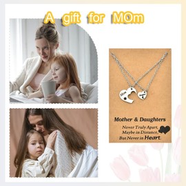 Mother Daughter Necklace Gifts for Mom Birthday Gift from Daughter Gift from Mom Daughter Heart Necklace Matching Gifts for Long Distance Moms Daughters