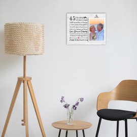 45th Anniversary Picture Frame, 45th Wedding Anniversary Present for Parents, 45th Anniversary Wedding Gifts for Wife Husband, Sapphire Anniversary Decorations for Dad & Mom, 45 years of marriage