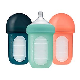 Boon B11341 Botellas reutilizables de silicona para enfermería, 8 onzas, menta (3 unidades), 3 unidades (paquete de 1), menta