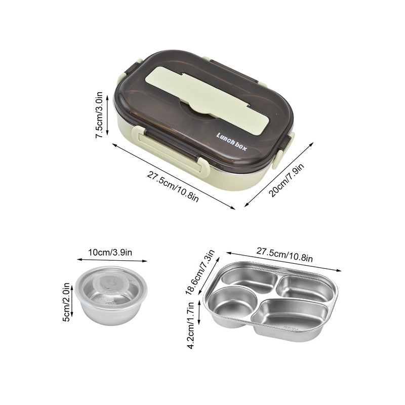Portable Kids 304 Stainless Steel Lunch Box 1.3L Four Compartment