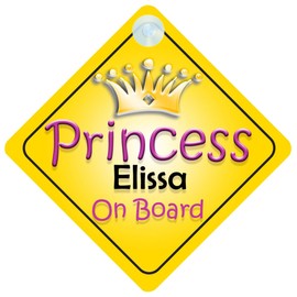 Princess Elissa On Board Girl Car Sign Child/Baby Gift/Present 002