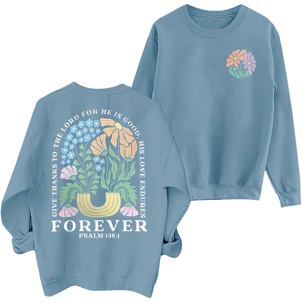 OCURHU Women Christian Sweatshirts Give Thanks To Ther Lord For