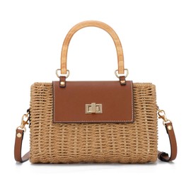 EVEOUT Geflochtene Rattan Umhängetaschen Damen Sommer Chic Weiden Korb Handtasche mit Schulterriemen Stroh Crossbody Tasche