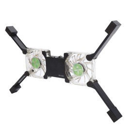 USB Foldable Cooler Fan, Portable Laptop Cooling Pad with Four Feet, 16 Pieces, Double-Sided Ultralight PC Fan with LED Blue Light (Black)