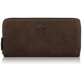 Klondike 1896 large genuine leather ladies' purse 'Mary' with zip-fastening, purse made of genuine leather, dark brown