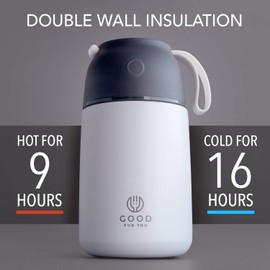 Vacuum Insulated Food Jar - Stainless Steel Food Thermal food flask, Soup Bowl, Lunch Container (White Powder Coated, 730 ml)