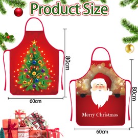 WELLXUNK Christmas Apron, Pack of 2 Christmas Aprons, Cooking Apron, Kitchen Apron, Christmas Apron, Red Christmas Apron, Funny Christmas Apron, Cartoon Christmas Apron, for Men and Women, M1