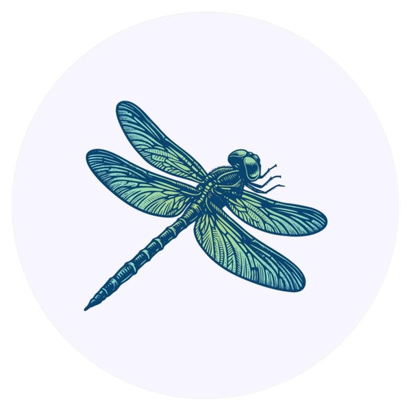 24 x 40mm Round 'Dragonfly Resting' Stickers (SK00071926)