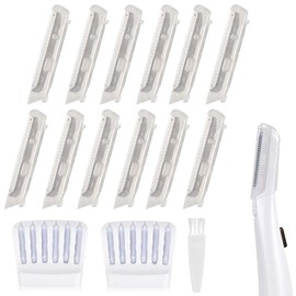 12 Pack Replacement Heads for Finishing Touch Flawless Dermaplane Glo Facial Exfoliation Tool, Replacement Blades for Flawless Dermaplane Glo Razor- Include Replace Tray + Clean Brush