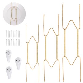 Larrel 3 Pack Plate Hangers for The Wall,Wall Plate Hangers,6/8/10 Inch Plates Holders for Displaying on Walls Invisible Heavy Duty Wire Holder with Walls Utility Hooks for 5 to 10.5 Inch Plates