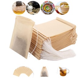 100Pcs Tea Filter Bags, Biodegradable and Compostable, Unbleached Empty Tea Infuser Sachets with Drawstring, Tea Bags for Loose Leaf Tea and Coffee(3.54 x 2.75 inch)