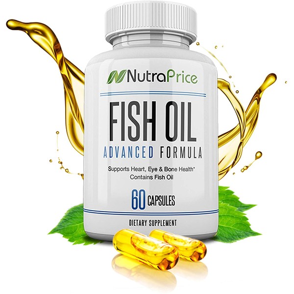NutraPrice Pure Fish Oil 2000 mg with Omega-3 Fatty Acids EPA and DPA, Daily Supplement for Men and Women, Advanced Formula to Support Heart, Eye, Bone, Joint Health, Made in USA, 60 Softgel Capsules