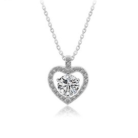 Byourcher Heart Pendant Necklace with 1 carat VVS1 D colour Moissanite Diamond, Sterling Silver, Women's Jewelry Gift,Fashion Design Hypoallergenic