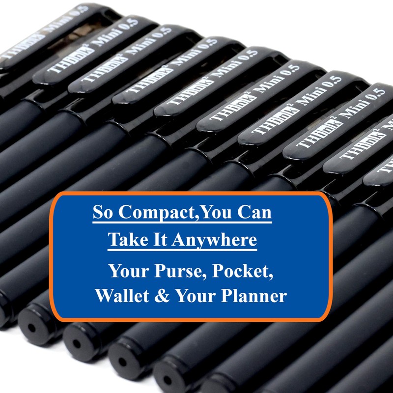 THINK2MASTER [24 Pens - Black Ink Think2 0.5mm Pocketable Mini