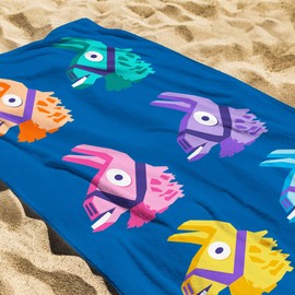 Fortnite Llama Bath Towel 75 x 150 cm 100% Cotton Velour Quality Beach Towel Beach Towel Bath Sheet Sauna Towel Battle Royale Loot Lake Salty Springs Tilted Towers Skins Matching Bed Linen