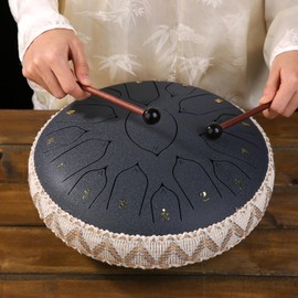 Steel Tongue Drum, Handpan Drums, Musical Concert Percussion Instruments, Sound Healing Hand Pan for Adults, Adult Metal Hang Instrument, Ethereal Meditation Music Maker Pro, 13 inch 15 note