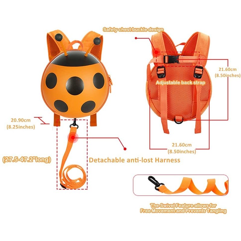 Mini Ladybug Baby Toddler Safety Harness backpack with Leash