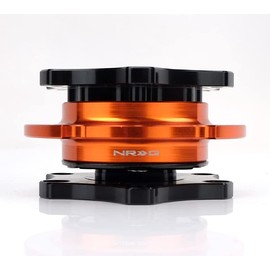 NRG Innovations NRG-SRK-R200BK-OR SFI 42.1 Spec D shaped Steering Wheel Quick Release Short Hub Adapter, 6x70mm Bolt Pattern Black Shinny Body/Orange Shinny Ring