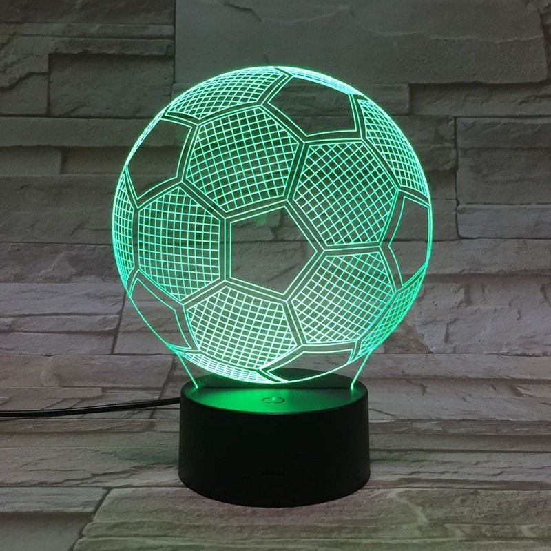 3D Visual Soccer Night Lamp USB LED Touch Football Shaped