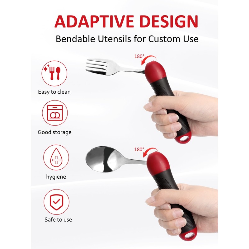 Adaptive Utensils, Weighted Special Supplies Spoon Fork Set, Weak Hand