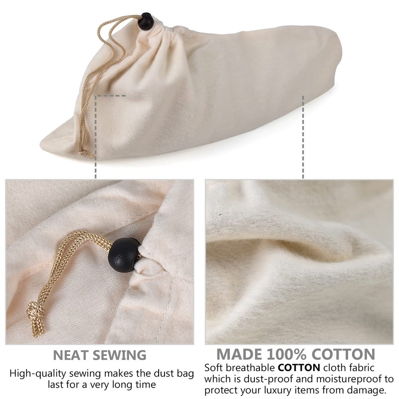 HAMBOLY 100% Cotton Shoe Bags 6 Pack Dust Cover Storage
