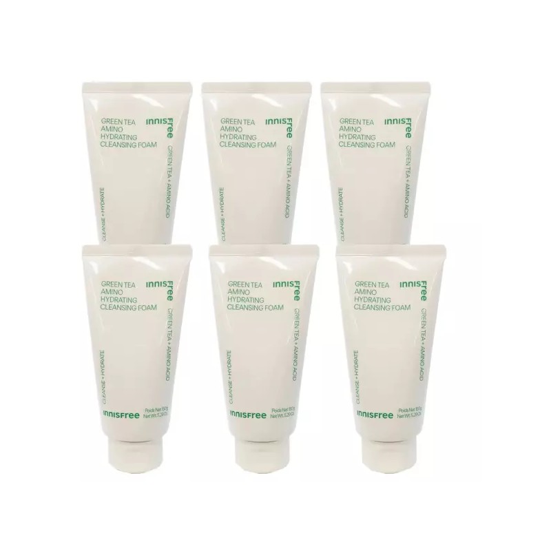Innisfree 이니스프리 그린티 아미노 수분 클렌징 폼 150ml(신형) 6개 (HI)