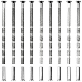 9 Sets M3 Door Handle Screws, Nickel Plated Male to Female Door Handle Screws Connecting Fixing Bolts and Sleeves for Escutcheons Cabinet Drawers (Screw + Nut)